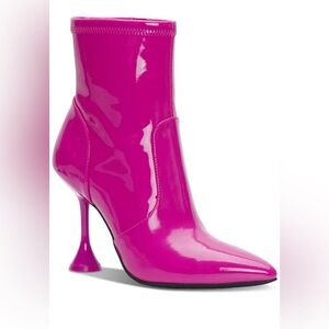 New INC Hot‎ Pink Patent Ankle Heeled Boots 6.5 Barbiecore Y2K Bratz Festival